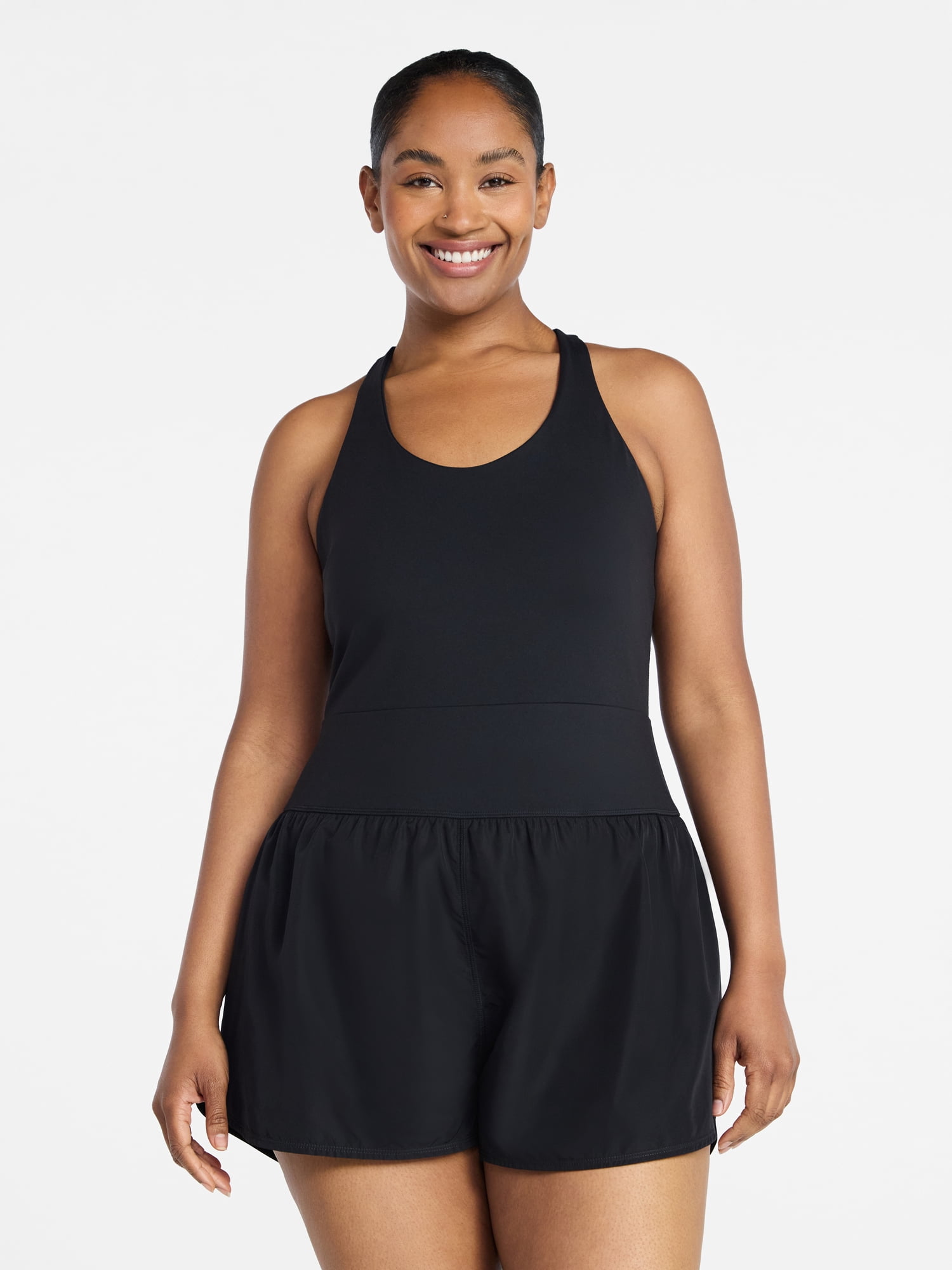 Avia Women's Cross Back Active Buttersoft Romper, Sizes XS-4X