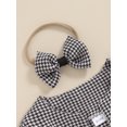 thumbnail image 6 of FEORJGP Toddler Girl 3pcs Casual Outfits 6M-3T Infant Baby Long Sleeve Cardigan Houndstooth Coat Crew Neck Tops with One Shoulder Long Sleeve Bow Dresion Vintage Cute Clothes for Spring Fall, 6 of 7