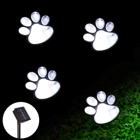 

Solar Paw Print Lights Solar Lights Outdoor Dog Paw Lights (Set of 4) Cat Puppy Animal Garden Lights Path Paw Lamp Walkway Lighting for Patio Yard Any Pet Lover