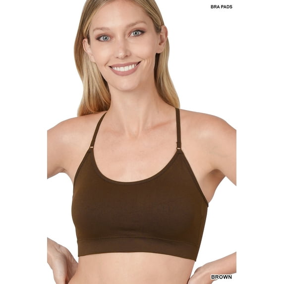 TheLovely Women & Plus Seamless Bralette Cross-Back Padded Sports Bras with Adjustable Strap