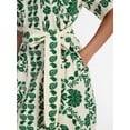thumbnail image 4 of Time and Tru Women’s Border Print Linen Blend Midi Dress, Sizes XS-XXXL, 4 of 5