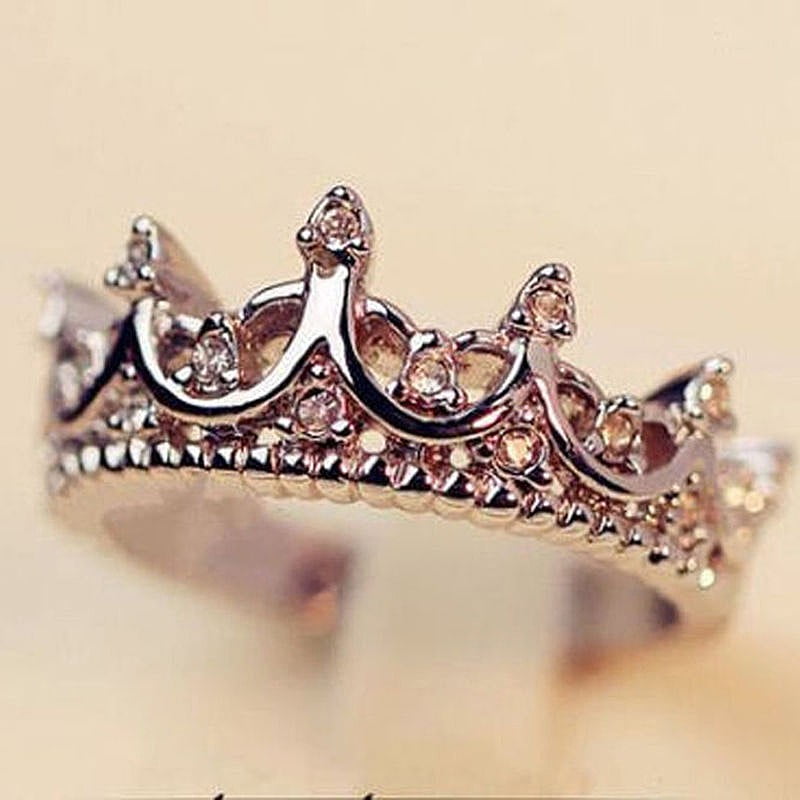 Rose Gold Tiara Princess Ring Platinum Rose Gold Tiara Ring Tiara Queen Ring Moissanite Crown Ring