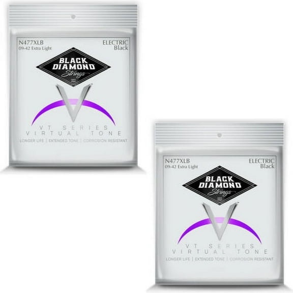 Black Diamond Guitar Strings 2-Pack Electric Extra Light 009-042 Black Steel