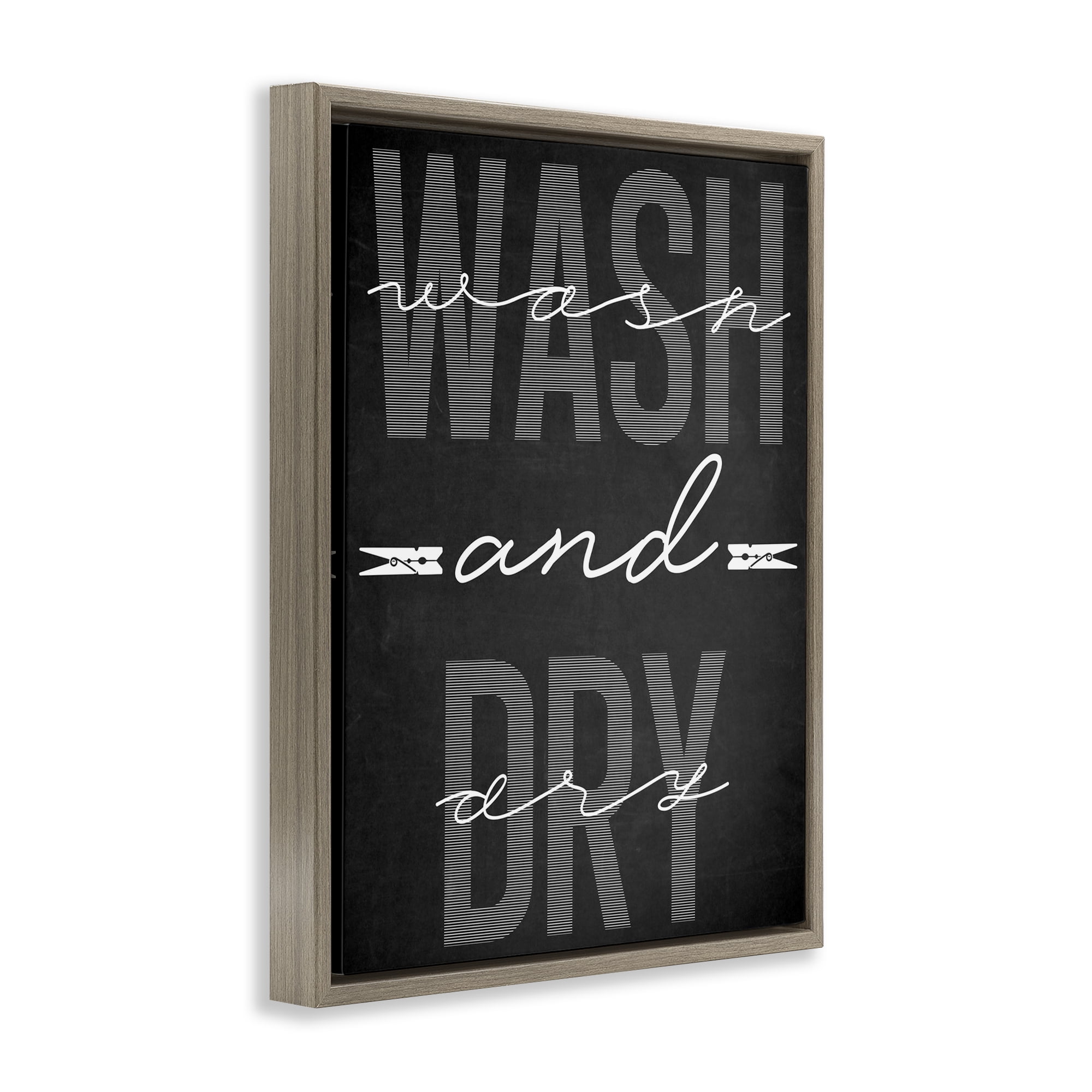 Wash And Dry Black Minimal Brown Framed Floater Canvas Wall Art, design by Marcus Prime