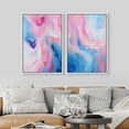 thumbnail image 2 of IDEA4WALL Framed Canvas Print Wall Art Set Serene Pink and Blue Swirls Calming Illustrations Digital Art Bohemian Minimalist Colorful Artwork for Living Room, Bedroom, Office - White 24"x36"x2, 2 of 5