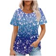thumbnail image 1 of Pisexur Hauts pour Femmes, Blouses Habillées Décontractées pour Femmes, Hauts de Printemps pour Femmes, Haut Décontracté à Manches Courtes et Col Rond Ample Uni Multicolore, P, 1 of 1