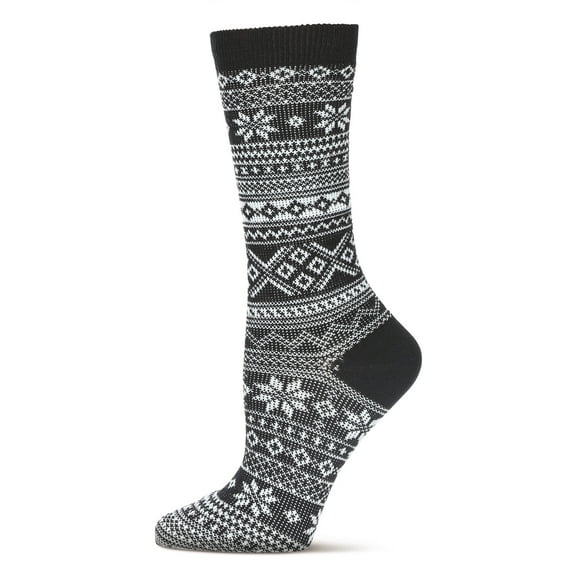 MeMoi Women's Fairisle Mixed Stripe Crew Socks - Womens - Female, 10-13, Black