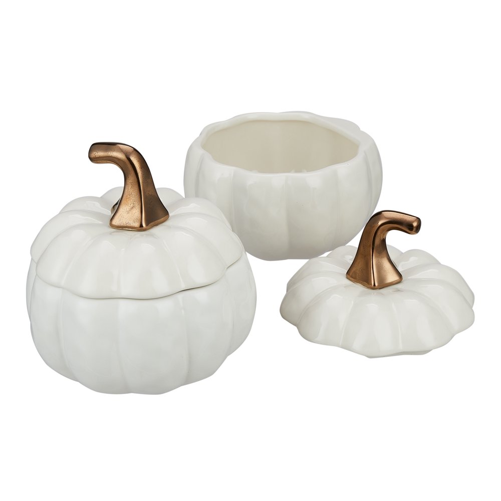 Better Homes & Gardens 2Piece White Pumpkin Soup Bowl Set with Lids