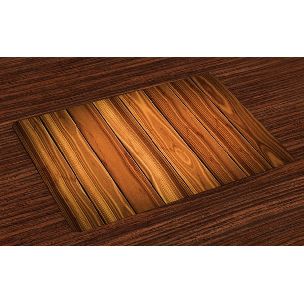 Rustic Placemats Set of 4 Vertical Wooden Planks Image Cottage Cabin