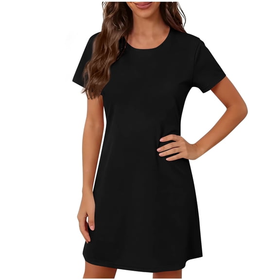 Ohufall Nightgowns for Women Short Sleeve Sleep Tee Pullover Night Shirts Sleep Shirt Soft Night Gown Sleep Dress