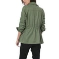 thumbnail image 3 of Unique Bargains Veste Utilitaire à Taille Élastique avec Poches à Rabat et Fermeture Éclair pour Femmes Vert L, 3 of 7