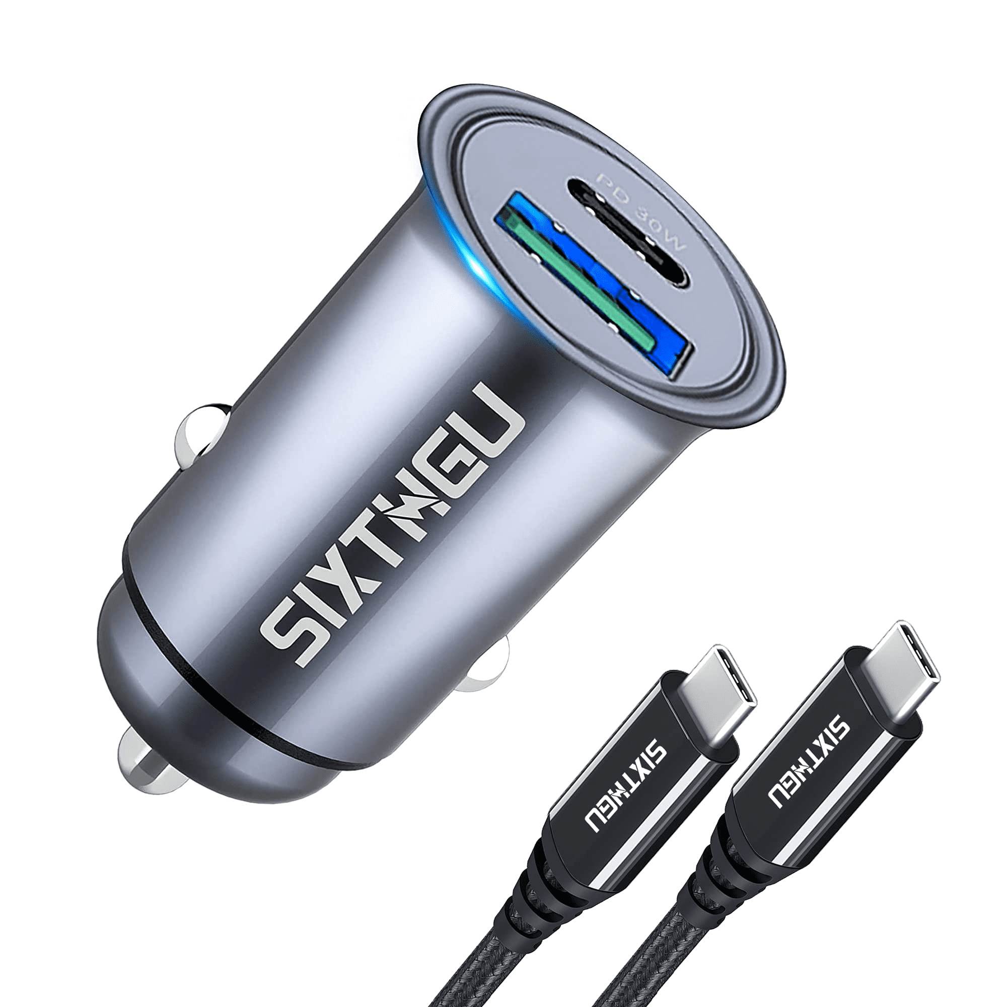 Hi-ERA USB C Car Charger 12V 24V Dual QC 3.0 USB Quick Charge Adapter Type C Power Delivery 32W in Total Fast Charges with LED LCD Display Low Voltage Warning for Samsung iPhone LG Google and More 