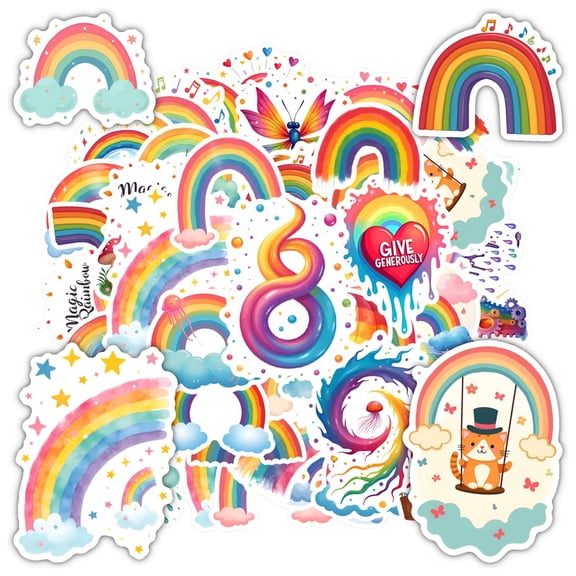 35pcs-50pcs Colorful Stickers Kids Stickers Rainbow Decals Funny Stickers for Notebooks Laptops Suitcases