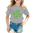 thumbnail image 4 of EnJoCho Toddler St. Pat's Day Tops Kids Boys Girls Short Sleeve Crewneck Green Leaves Pattern T Shirts Tops Unisex Kids Solid Tee Tops Summer Holiday Party Clothes, 4 of 5