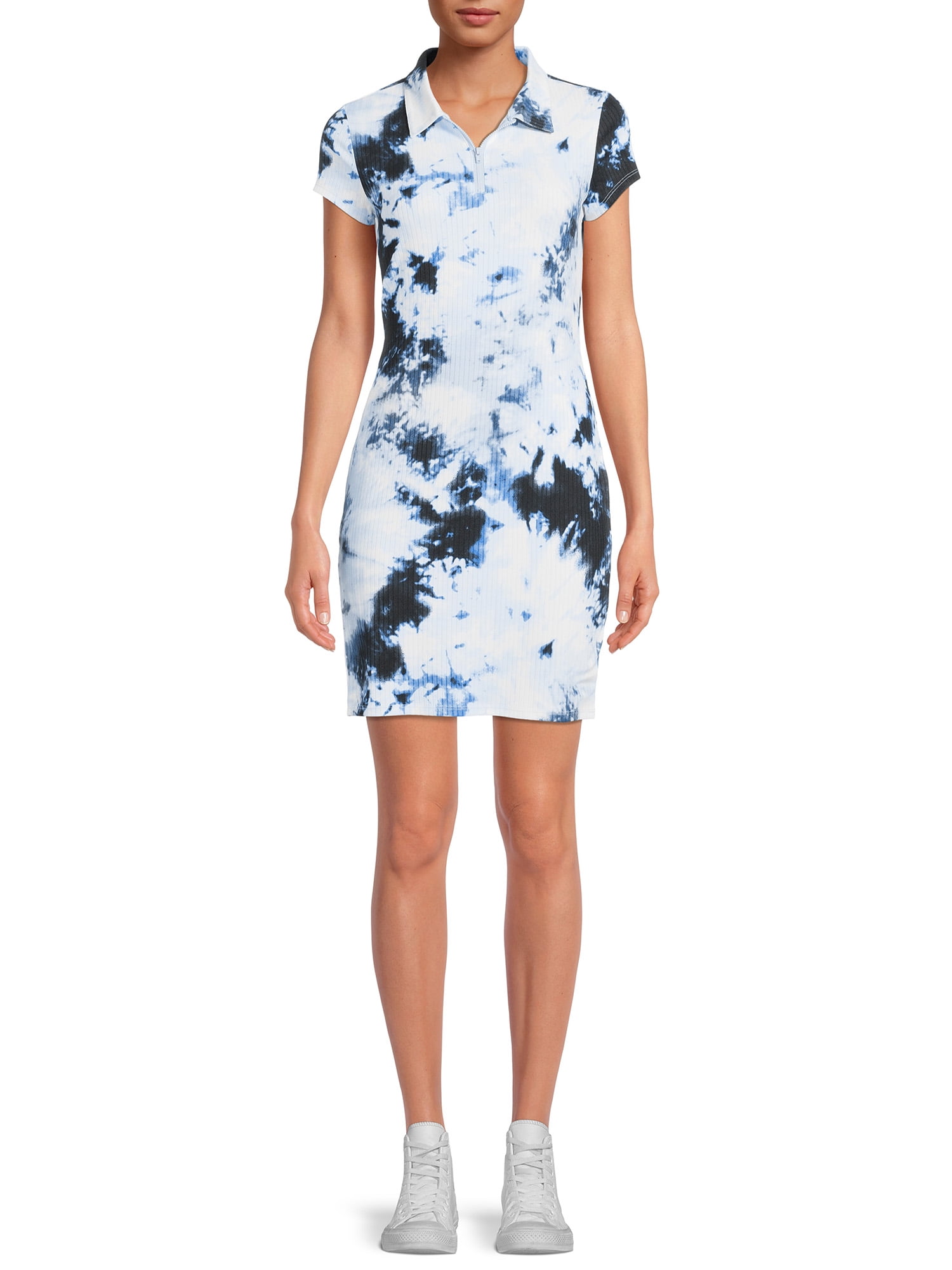 No Boundaries Juniors Zip Up Polo Dress, Women's, Size: XS, Blue