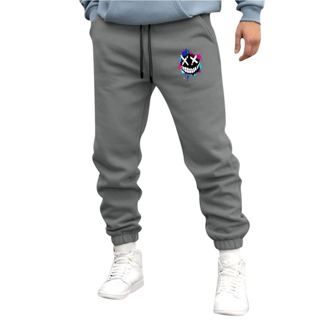 Pantalones deportivos de longitud completa para hombre, pantalones de ejercicio para correr ajustados, pantalones para correr con cordón, pantalones estampados, pantalones para hombre