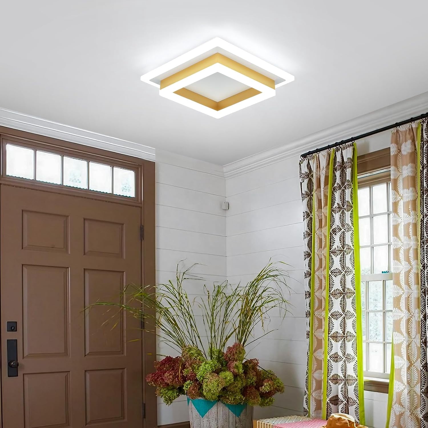 32W Flush Mount Modern LED Ceiling Lights, White Small Hallway Ceiling Light, Cool White 6000K Acrylic LED Ceiling Light Fixtures, Close to Ceiling Lights for Bedroom Dining Room Kitchen Bathroom