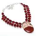 thumbnail image 2 of Natural Peanut Wood Jasper, Garnet 925 Sterling Silver Gift Necklace 18", 2 of 2