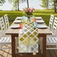thumbnail image 4 of Yellow Morocco 120 Inch Table Runner, Retro Grey Foil Painting Grunge Tribal Farmhouse Dresser Scarf Cotton & Linen Tablerunner for Dining/Kitchen Island/Holiday Party Décor 13" x 120", 4 of 9