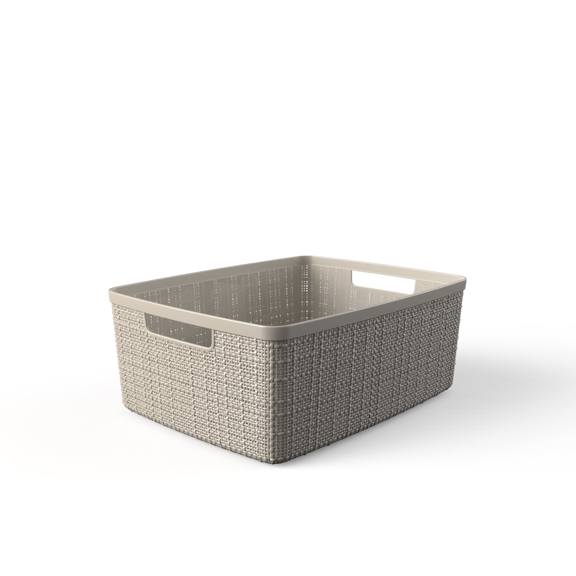 Curver Jute Basket Medium Resin Storage Bin Tan
