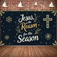 thumbnail image 5 of Gold Decor Jesus Banner Cross Pattern Religious Banner Snowflake Design Starry Pattern Christmas Banner for Christmas Celebration Church Event Religious Gathering, 5 of 8