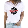 thumbnail image 1 of EQWLJWE Hauts d'Été pour Femmes Hauts pour Femmes Liquidation Mode Féminine Été Col Rond Loisirs Manches Courtes Imprimé Baseball, 1 of 5