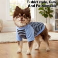 thumbnail image 5 of Deago Dog Striped T-Shirt with Leash Ring Warm Breathable Winter Pet Apparel Colorful Soft Puppy Sweatshirt Clothes for Small to Medium Dogs Puppy (Blue, S), 5 of 8
