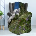 thumbnail image 4 of Mt Rainier Soft Flannel Fleece Throw Blanket, Springtime in Mount Rainier National Park with Colorful Flowers Photo, Cozy Plush for Indoor and Outdoor Use, 50" x 60", Multicolor, by Ambesonne, 4 of 5