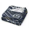 thumbnail image 3 of ZNDUO Japanese Blue Waves Pattern Throw Blanket, Lightweight Cozy Soft Throw Blanket for Couch, 80"x60" Throw Blankets for Bed, 3 of 8