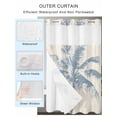 thumbnail image 2 of No Hook Shower Curtains with Detachable Snap-in Liner Set, Blue Palm Tree Waterproof Hotel Style Bathroom Shower Curtain, Coastal Summer Wooden Breathable Mesh Top Window Bath Curtains 60''x72'', 2 of 6