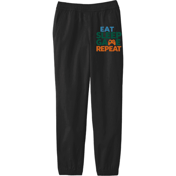 Eat Sleep Game Repeat Youth Black Jogger Pants-Medium