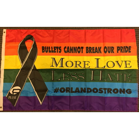 3x5 Black Ribbon Rainbow Pride Flag LGBT Orlando Strong Pulse Gay ...