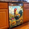thumbnail image 2 of Country Rooster and Sunflower Wallpaper Magnetic Dishwasher Cover Sticker,Rural Style Kitchen Decor,Refrigerator Magnet Cover Sticker,Fridge Covers Decorative 23W x 26H inchs, 2 of 6
