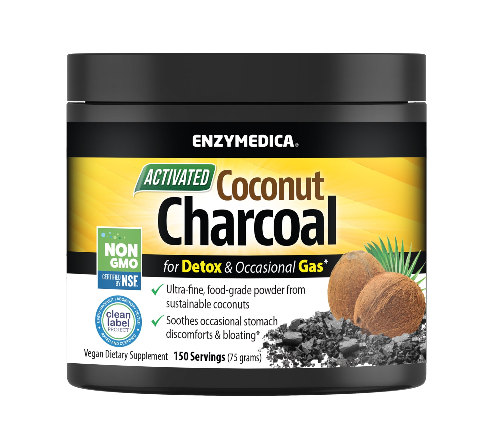 Enzymedica Activated Coconut Charcoal Powder, Dietary Supplement for