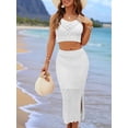 thumbnail image 5 of Women'S 2 Piece Outfits Top with Slit Bodycon Long Skirt Clothing Set White XL, 5 of 7