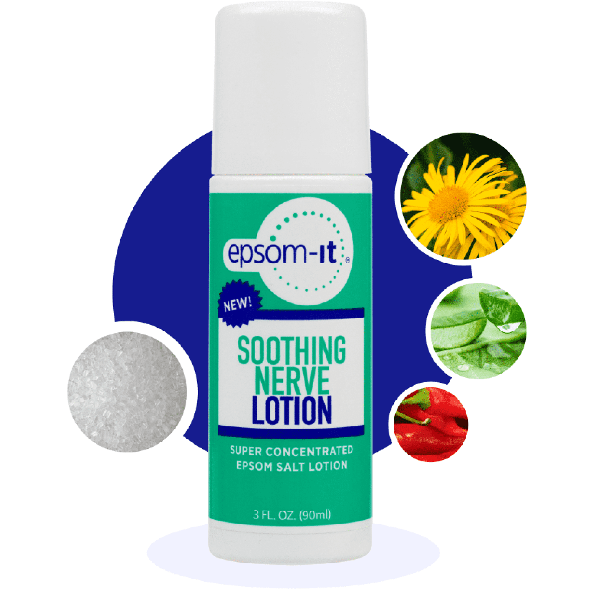 Epsom-It Soothing Nerve Lotion, Roll On Epsom-Salt Magnesium Lotion, Topical Magnesium Cream with Capsaicin & Arnica for Tired Muscles, Restless Legs and Sleep, 3oz