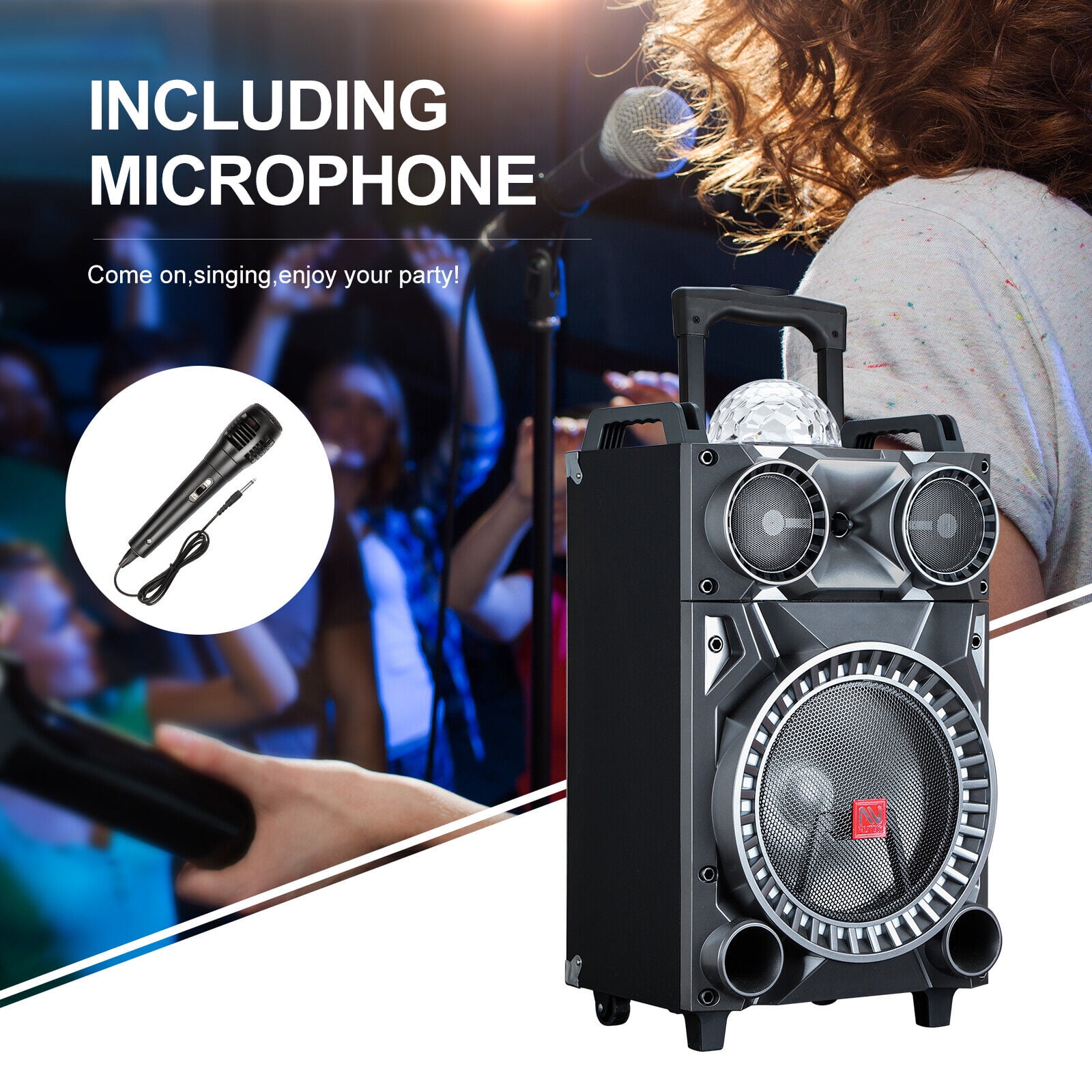 Lohoms Bluetooth Portable Speaker with Subwoofer & Tweeter, Black, 4579385