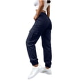 thumbnail image 6 of Ghalytn Women's Elastic Waist Cargo Jogger Pants - Multi-Pocket Tapered Ankle Cuff Casual Outdoor Bottoms, 6 of 7
