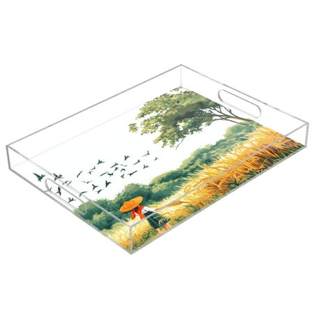

Clear Acrylic Tray Water Cup Tray Teacup Jewelry Storage Tray for Serving and Home Decor Girl Wearing An Orange Hat