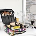 thumbnail image 5 of FORMRS Travel Makeup Bag Large Capacity Train Case Cosmetic Organizer with Adjustable Dividers, Purple Clover Pattern, 5 of 8