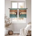 thumbnail image 5 of Sheer Curtains 45 Inches Long, Vintage Teal Light Filtering Window Curtains for Living Room, Brown Western Texas Barn Star Wood Grain Rod Pocket Voile Sheer Curtain Drapes, 52"W x 45"L, 2 Panels, 5 of 8