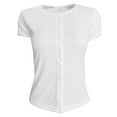 thumbnail image 2 of Kureaily Hot Girl Button Short Sleeve Threaded Cardigan Top Solid Color T Shirt Women's Loose T-Shirt, 2 of 4