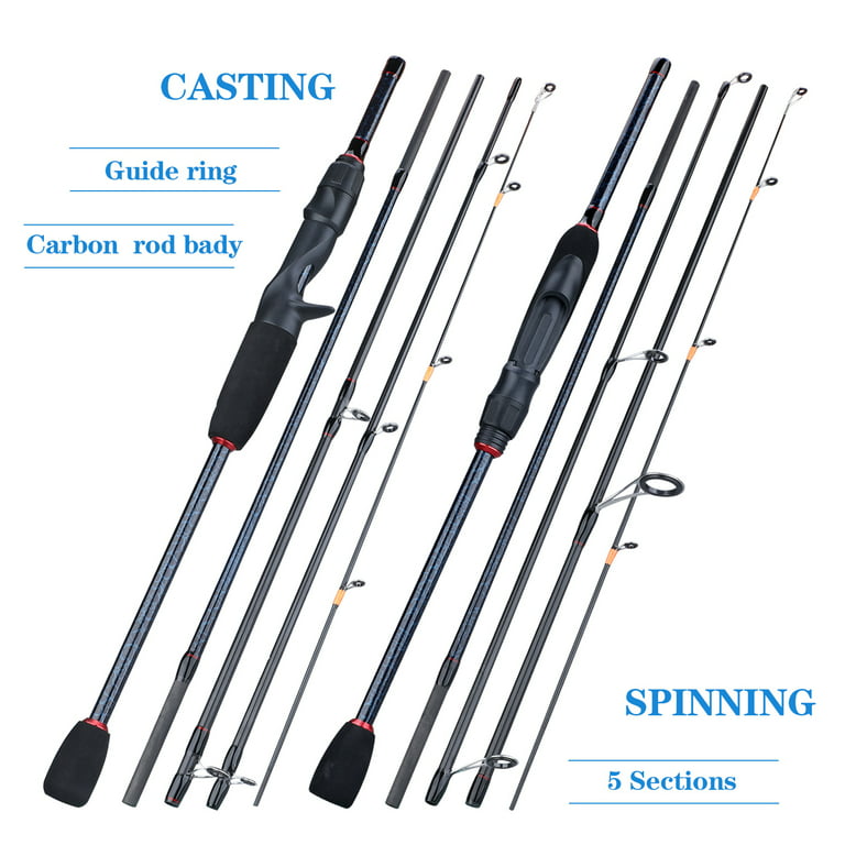 Sougayilang Spinning Casting Fishing Rod 5 Section Portable Carbon Freshwater  Fishing Pole 
