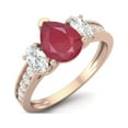 thumbnail image 2 of Mooneye 2.33 Cts Pear Ruby 925 Sterling Silver Rose Vermeil Three Stone Accent Women Engagement Ring, 2 of 3