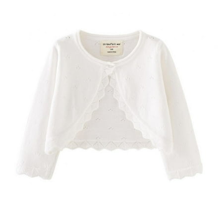 

Children Girls Cover Up Bolero Shrug for Wedding Party Dress Kids Girl Knit Flower Long Sleeve Cropped Cardigan 1-4 Years