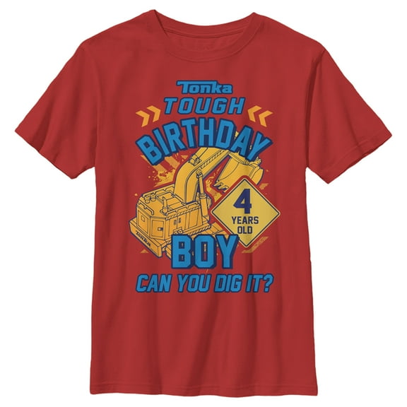 Boy's Tonka 4th Birthday  Graphic Tee Red Medium