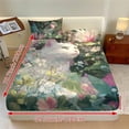 thumbnail image 3 of Jiueut Cat Flower Print 3 Pieces Twin Size Bed Sheet Set, Ultra Soft Bedroom Decoration Easy to Clean Fitted Sheet 2 Pillowcase for Women Men, 3 of 7