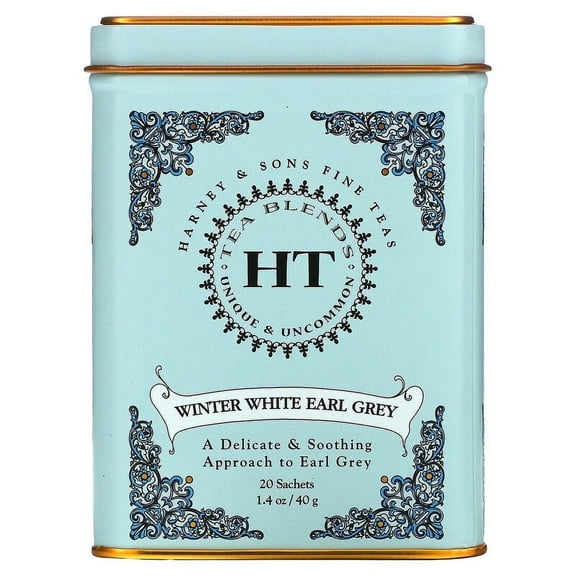 Harney & Sons HT Tea Blends Winter White Earl Grey Tea 20 Sachets 1.4 oz (40 g) Pack of 3