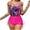 Hot Pink, variant on KIHOUT Women's Tankini Swimsuit Set | Tropical Floral Print Crop Top with Black Boyshorts | Adjustable Tie Side Bathing Suit