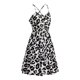 thumbnail image 5 of VISgogo Vestido sin mangas de verano para mujer, estampado de flores/leopardo para adultos, cuello en V, correa de espagueti cruzada, una pieza con bolsillos VISgogo  moda, 5 of 6